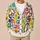 Colorful Peace and Love Floral Motifs for Relaxed Spring Layering and Weekend Style All-over Print Knitted Cardigan - 6