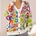 Colorful Peace and Love Floral Motifs for Relaxed Spring Layering and Weekend Style All-over Print Knitted Cardigan - 4