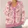 Pink Bow Berry Heart Motif For Romantic Holiday Layering Women's Feminine Gift Style All-over Print Knitted Cardigan - 4