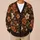 Rust Orange And Cream Floral Blooms For Cozy Autumn Layering, Women's Everyday Style All-over Print Knitted Cardigan - 6
