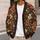 Rust Orange And Cream Floral Blooms For Cozy Autumn Layering, Women's Everyday Style All-over Print Knitted Cardigan - 5