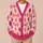 Pink Argyle Diamonds for Cozy Holiday Layering and Everyday Office Style for Women All-over Print Knitted Cardigan - 6
