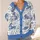 Blue Dachshunds Among Botanical Sprigs for Relaxed Vacation Layering, Women's Everyday Style All-over Print Knitted Cardigan - 4