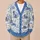 Blue Dachshunds Among Botanical Sprigs for Relaxed Vacation Layering, Women's Everyday Style All-over Print Knitted Cardigan - 6
