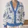 Blue Dachshunds Among Botanical Sprigs for Relaxed Vacation Layering, Women's Everyday Style All-over Print Knitted Cardigan - 2