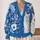 Blue Floral White Cat Scene For Cozy Autumn Layering And Everyday Wear All-over Print Knitted Cardigan - 2