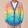Pastel Rainbow Gradient Stripes for Spring Vacation Layering, Plus Size Women's Style All-over Print Knitted Cardigan - 6