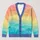 Pastel Rainbow Gradient Stripes for Spring Vacation Layering, Plus Size Women's Style All-over Print Knitted Cardigan - 1