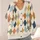 Colorful Argyle Diamonds for Autumn Layering and Casual Office Style for Modern Women All-over Print Knitted Cardigan - 4