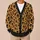 Black Skull And Leopard Motifs For Autumn Layering, Casual Vacation Style For Women All-over Print Knitted Cardigan - 6