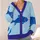 Blue Fish Ocean Stripes for Coastal Vacation Layering and Relaxed Everyday Style Women All-over Print Knitted Cardigan - 4