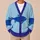 Blue Fish Ocean Stripes for Coastal Vacation Layering and Relaxed Everyday Style Women All-over Print Knitted Cardigan - 6