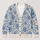 Blue Floral Boho Layering for Beach Vacations and Dates, Women's Easygoing Style All-over Print Knitted Cardigan - 1