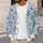 Blue Floral Boho Layering for Beach Vacations and Dates, Women's Easygoing Style All-over Print Knitted Cardigan - 5