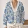 Blue Floral Boho Layering for Beach Vacations and Dates, Women's Easygoing Style All-over Print Knitted Cardigan - 2