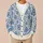 Blue Floral Boho Layering for Beach Vacations and Dates, Women's Easygoing Style All-over Print Knitted Cardigan - 6