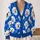 Fluffy White Dog Faces With Blue Flowers For Playful Halloween Gatherings And Casual Days All-over Print Knitted Cardigan - 2