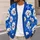 Fluffy White Dog Faces With Blue Flowers For Playful Halloween Gatherings And Casual Days All-over Print Knitted Cardigan - 5
