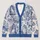 Blue Porcelain Cats and Floral Vignettes for Everyday Layering and Weekend Outings All-over Print Knitted Cardigan - 1