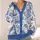 Blue Porcelain Cats and Floral Vignettes for Everyday Layering and Weekend Outings All-over Print Knitted Cardigan - 4