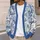 Blue Porcelain Cats and Floral Vignettes for Everyday Layering and Weekend Outings All-over Print Knitted Cardigan - 5