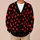 Red Polka Dots On Black For Everyday Layering, Casual Wardrobes, And Gift Giving All-over Print Knitted Cardigan - 6