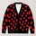 Red Polka Dots On Black For Everyday Layering, Casual Wardrobes, And Gift Giving All-over Print Knitted Cardigan - 1