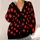 Red Polka Dots On Black For Everyday Layering, Casual Wardrobes, And Gift Giving All-over Print Knitted Cardigan - 4