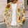 Golden Sunflowers and Autumn Leaves for Cozy Layering, Plus Size Weekend Lifestyle All-over Print Knitted Cardigan - 5
