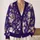 Santa Claus Holiday Cheer With Purple Stars For Festive Everyday Layering For Women All-over Print Knitted Cardigan - 2