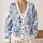 Blue Cat Floral Motifs for Cozy Autumn Layering, Vacation Dates, and Cat Lover Gifts All-over Print Knitted Cardigan - 2