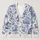Blue Cat Floral Motifs for Cozy Autumn Layering, Vacation Dates, and Cat Lover Gifts All-over Print Knitted Cardigan - 1