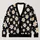 White Daisy Blooms on Black for Everyday Layering and Year-Round Casual Style for Women All-over Print Knitted Cardigan - 1