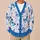 Blue Butterfly Floral Layering Style for Beach Escapes and Romantic Weekend Outings All-over Print Knitted Cardigan - 6