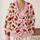 Cherry Pink Gingham With Red Cherries For Casual Summer Layering, Women's Everyday Style All-over Print Knitted Cardigan - 2
