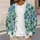 Teal Blue Abstract Floral Geometry for Autumn Outings and Casual Weekend Style for Women All-over Print Knitted Cardigan - 5