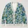 Teal Blue Abstract Floral Geometry for Autumn Outings and Casual Weekend Style for Women All-over Print Knitted Cardigan - 1