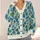 Teal Blue Abstract Floral Geometry for Autumn Outings and Casual Weekend Style for Women All-over Print Knitted Cardigan - 4