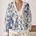 Blue White Cat Toile Floral Scene For Relaxed Everyday Layering And Cottagecore Women All-over Print Knitted Cardigan - 2
