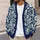 Navy Cream Botanical Blooms For Everyday Layering, Office Chic, And Weekend Wear Women All-over Print Knitted Cardigan - 5