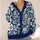 Navy Cream Botanical Blooms For Everyday Layering, Office Chic, And Weekend Wear Women All-over Print Knitted Cardigan - 4