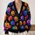 Neon Pumpkin Faces For Halloween Parties And Autumn Outings, Women’s Seasonal Style All-over Print Knitted Cardigan - 2
