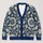 Navy And Cream Floral Motifs For Polished Spring Layering, Everyday Women's Style All-over Print Knitted Cardigan - 1