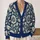 Navy And Cream Floral Motifs For Polished Spring Layering, Everyday Women's Style All-over Print Knitted Cardigan - 2