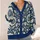 Navy And Cream Floral Motifs For Polished Spring Layering, Everyday Women's Style All-over Print Knitted Cardigan - 4