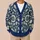 Navy And Cream Floral Motifs For Polished Spring Layering, Everyday Women's Style All-over Print Knitted Cardigan - 6
