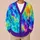 Rainbow Veined Color Waves for Casual Vacation Layering and Date Nights, Women's Style All-over Print Knitted Cardigan - 6