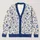 Blue Botanical Floral Motif For Spring Vacation Style, Elegant Women’s Everyday Layering All-over Print Knitted Cardigan - 1