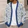 Blue Botanical Floral Motif For Spring Vacation Style, Elegant Women’s Everyday Layering All-over Print Knitted Cardigan - 5