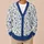 Blue Botanical Floral Motif For Spring Vacation Style, Elegant Women’s Everyday Layering All-over Print Knitted Cardigan - 6